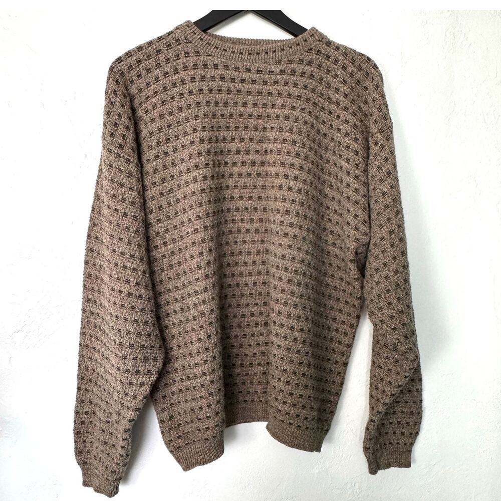 Bill Blass Mens L Basketweave Pullover Brown Sweater Grandpacore Size L‎